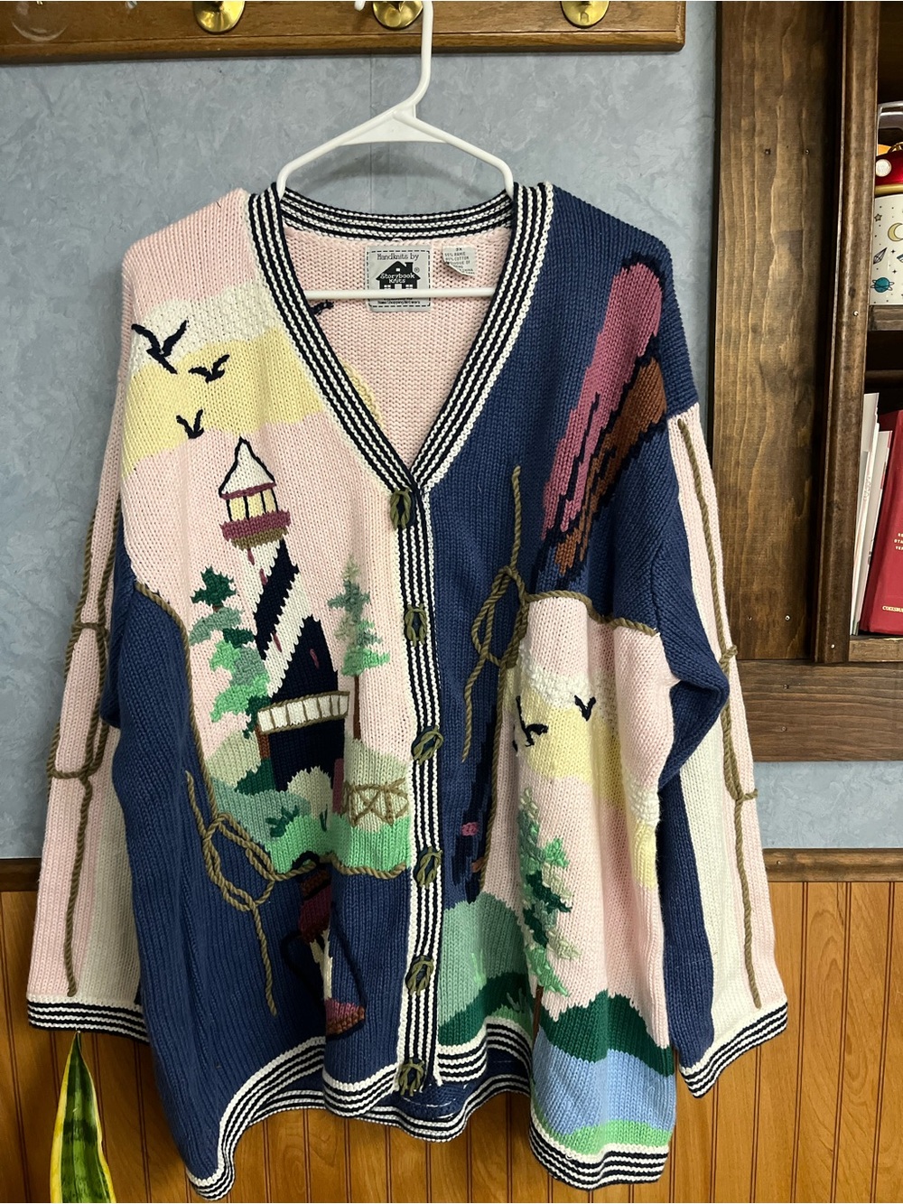 Storybook Knits Womens Cardigan Sweater Vintage Nautical Sail 3x Cotton Women’s